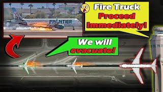 Frontier PLANE IS ON FIRE after Landing at Las Vegas! | "We'll evacuate on the Runway!"