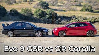 2006 Mitsubishi Lancer Evolution IX GSR vs 2023 Toyota GR Corolla - Head to Head Review!