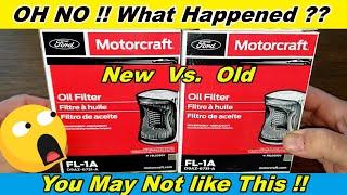 New Motorcraft Oil Filter FL1A Cut Open vs. Old Motorcraft Oil Filter FL1A Cut Open