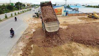 Excellent Technique Operated By Dump Truck 25.5T And Dozer DH17C2 SHANTUI Push to fill the ground.