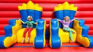 Katya and Dima in The World Biggest Bounce House for kids