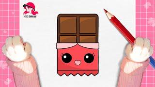 A cute Chocolate Candy Bar Drawing | Vẽ thanh socola cute