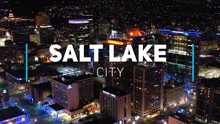 Salt Lake City, Utah by night | 4K drone footage