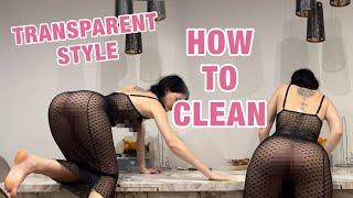 [4K] HOW TO CLEAN TABLE? | TRANSPARENT | CHALLENGE WITH SKIRT & AUTUMN OUTFITS 2024