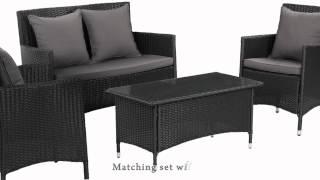 Luxo 'Morocco-8' 9 Pc PE Wicker Dining Setting by Deluxe Products - Black