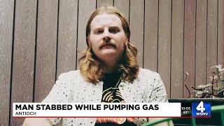 Man stabbed while pumping gas