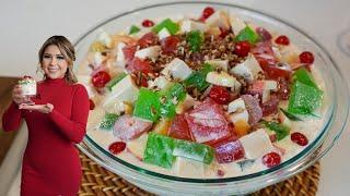 A Super Creamy MEXICAN CHRISTMAS FRUIT and JELLO  SALAD, you must take to your next gathering!!!