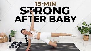 Full Body Postpartum Dumbbell Workout - Super Efficient  Only 15-Min!!