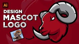Adobe Illustrator Tutorial: How to Design Mascot Logo | Draw Goat Vector Mascot Logo | Hiru Designs