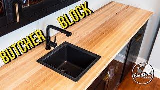 How to build & install BUTCHER BLOCK COUNTERTOPS // Home Bar Pt. 4