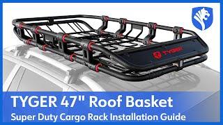 TYGER Super Duty Adjustable Roof Cargo Basket Installation. (L 68" x W 41" x H 8")