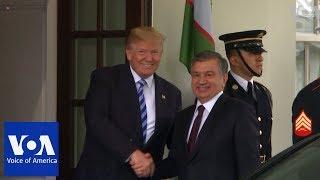U.S. President DonaldTrump welcomes President of Uzbekistan Shavkat Mirziyoyev to the White House