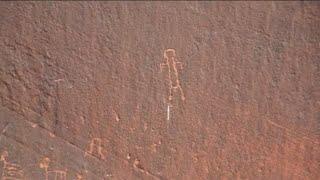 Petroglyphs tell a story along Colorado River walls up river of Lake Powell