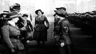 Queen Mary reviews units of the British Womens Army Auxiliary Corps (WAAC). HD Stock Footage