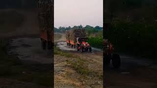 Mahindra Arjun 605 DI Tractor heavy loaded pulling sugarcane Trolley Full speed