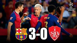 BARCELONA vs STADE BRESTOIS 3-0 | GOLES y RESUMEN del PARTIDO | Champions League 2024