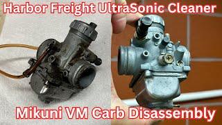 Mikuni VM24 Carburetor Disassembly, Harbor Freight Ultrasonic Cleaning model 63256 and reassemble