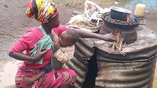 The house flooded and the village mother felt sorry for herself staying and raising children alone