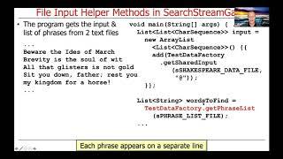 Implementing the Java Sequential SearchStreamGang File Input Helper Methods