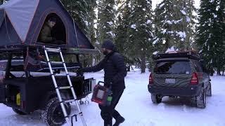 Snow Camping With Our Roofnest Falcon XL on our Freespirit Recreation Trailer