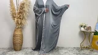 --urgarment.com--Batwing Sleeve Satin Cardigan Open Farasha Abaya Dress For Muslim Women