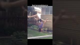 Suni Lee trained on a beam her dad made her  #gymnast #sunilee #gymnastics #olympics #olympic