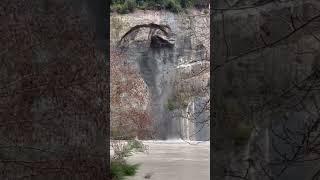 Mountain Side slides into river #shorts #river #landslide