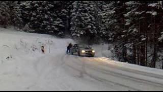 A car and a man slide/drift, Impreza STI pokljuka FUNNY