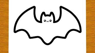 HOW TO DRAW A CUTE BAT FOR HALLOWEEN