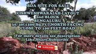 VISHWESHWARAIAH LAYOUT|2nd BLOCK|BENGALURU|BDA SITE FOR SALE|30/40(1200 Sq.Ft.)|NORTH FACING