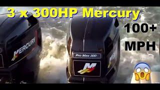 100 MPH + Pontoon Boat super fast Tri Hull 300 HP Mercury Pro Max x 3 - 900HP