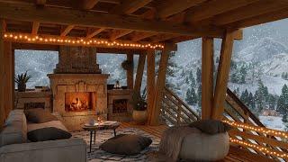 Cozy Winter Ambience With Crackling Fire And Blizzard Sounds For Sleeping 10 Hours |4K ️