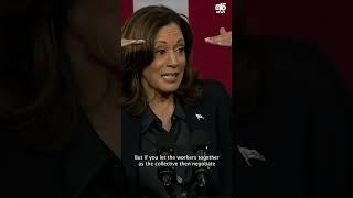 Harris praises collective bargaining in ending the dockworker's strike