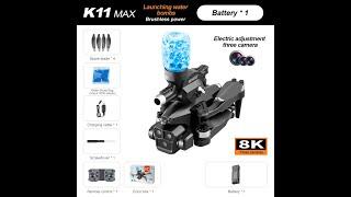 K11 Max Drone Water Bombs Brushless Motor 360° Laser Obstacle Avoidance GPS Return 4K HD Three