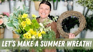 How to make a yellow summer wildflower wreath! DIY wreath tutorial