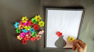 Beautiful & Easy Paper Flower Wall Hanging Craft For Home Decoration || Paper Craft Ideas