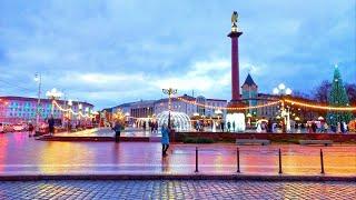 Evening walk around Kaliningrad to the Sounds of the City. Russia. Central City Square