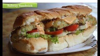 Subway Style Veggie Patty Sandwich | How To Make Sub Sandwich |Veggie Delight|By Rj Payal’s Kitchen