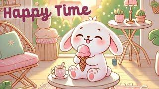 Happy Time Lofi  1 Hour Cafe Song  Cute Bunny  cute & relaxing music  Make Your Day Better