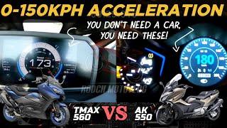 Yamaha TMAX 560 ️ KYMCO AK550 | 0-150kph Acceleration | Top Speed Attempt | Pros & Cons 