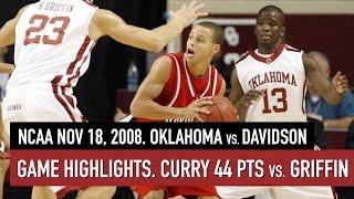 NCAA Throwback. 2008 Davidson vs Oklahoma. Curry 44 pts vs Blake Griffin 25 pts and 21 reb HD