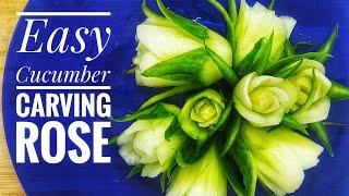 DIY | Easy Cucumber Carving Rose for beginner | siam pad thai sauce vegetable design