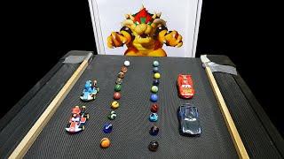 Disney Cars vs. Mario + Friends Treadmill Battle - Escape from Bowser 