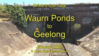 Drivers eye view, Waurn Ponds to Geelong, N class, Jan 2025