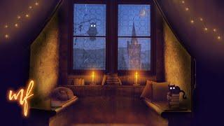 Castle Reading Nook ASMR Ambience (rainy Hogwarts inspired)