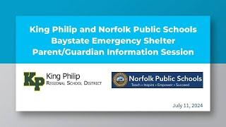 Bay State Emergency Shelter Parent/Guardian Information Session - July 11, 2024