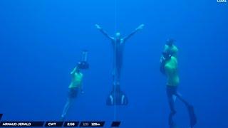 Arnaud Jerald CWT 126 met - CMAS 7th Freediving Depth World Championship - Roatan, Honduras.
