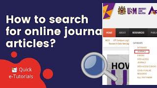 #usm #usmlibrarytv How to Search for Online Journal Articles?