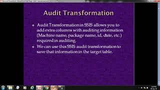 MSBI(SSIS) - Audit Transformation