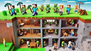 The Best SECRET LEGO Survival BASE to Hide from Pillager Raids | | LEGO Minecraft Animation